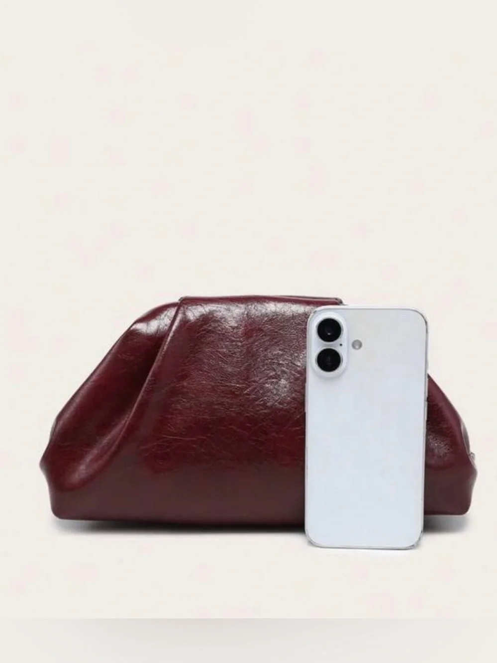 Burgundy Woven Clutch Bag -